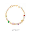Lucy Multi Coloured Square-cut Layered Tennis Bracelet