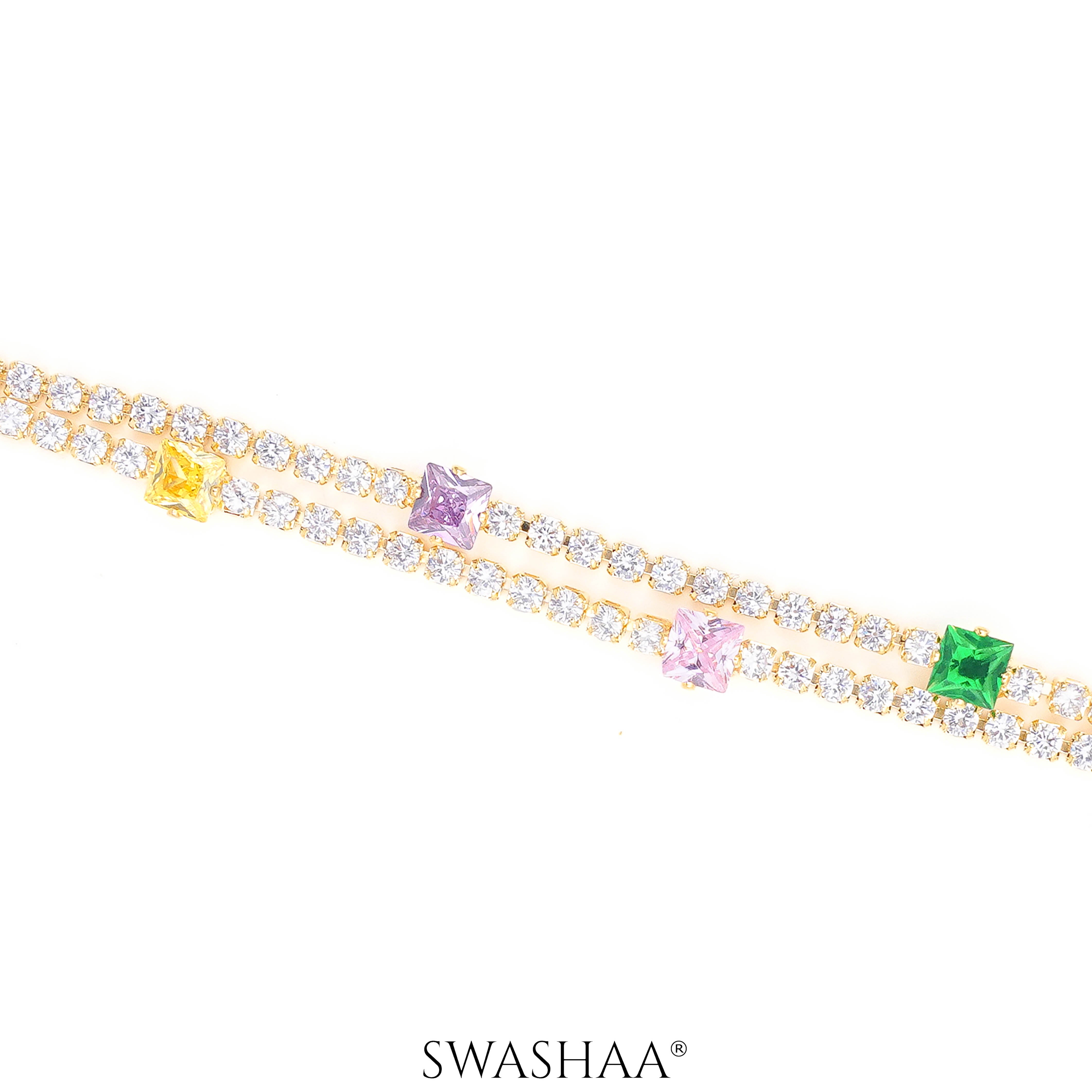 Lucy Multi Coloured Square-cut Layered Tennis Bracelet