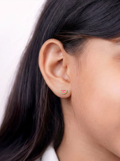 Lulu Watermelon 18K Gold Plated Kid's Stud Earrings