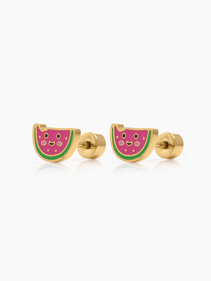 Lulu Watermelon 18K Gold Plated Kid's Stud Earrings