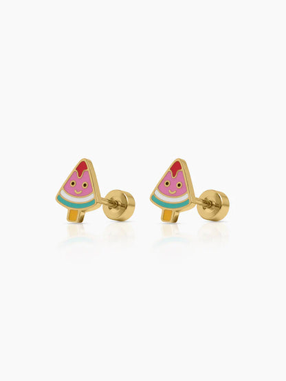 Luma  Watermelon Charm 18K Gold Plated Kid's Stud Earrings