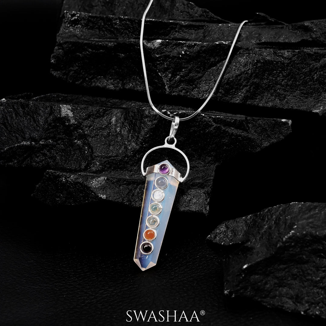 Luminary Opalite Chakra Path Men's Chain Pendant | Natural Stone - Swashaa