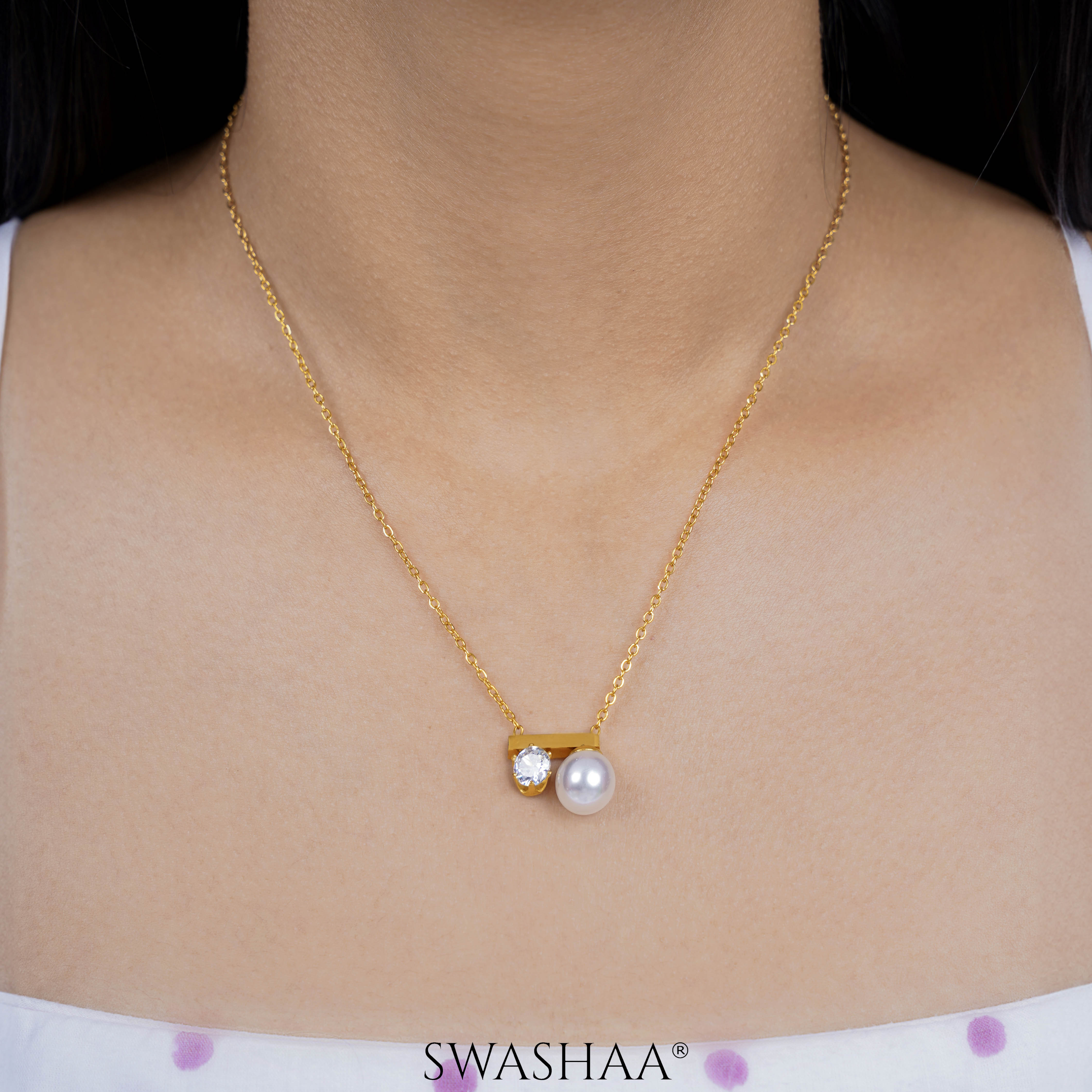 Luminous Pearl 18K Gold Plated Necklace