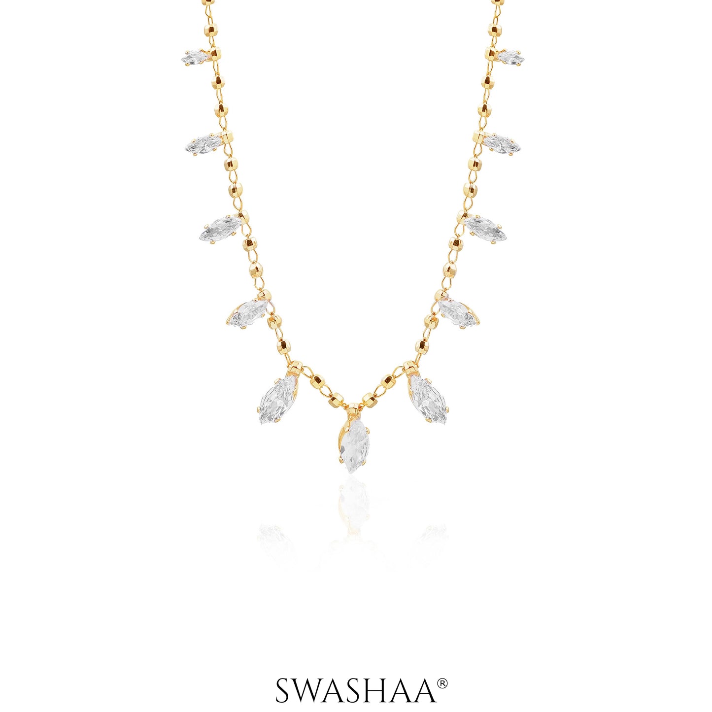 Lunara Marquise Drizzle Drop Charm 18K Gold Plated Choker
