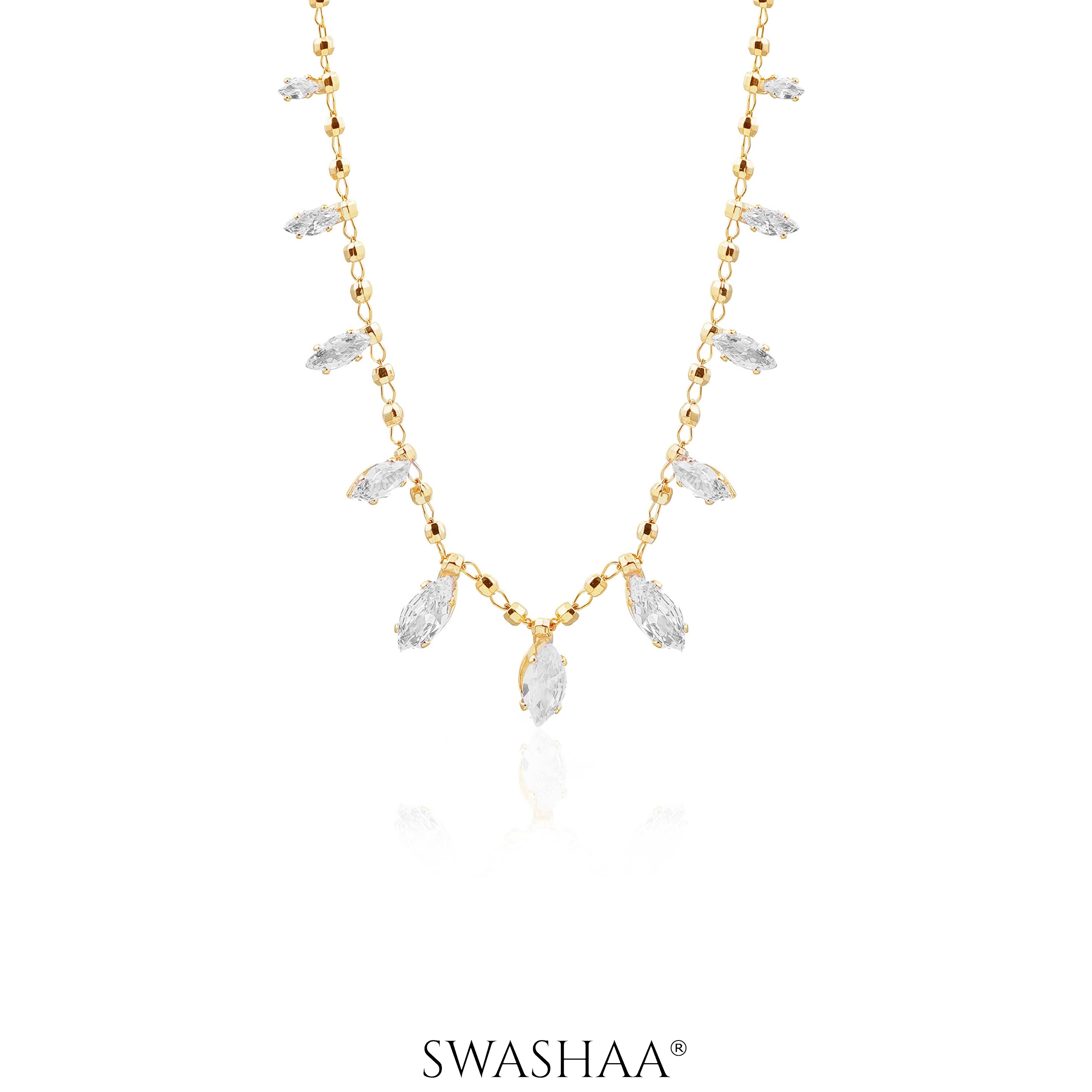 Lunara Marquise Drizzle Drop Charm 18K Gold Plated Choker