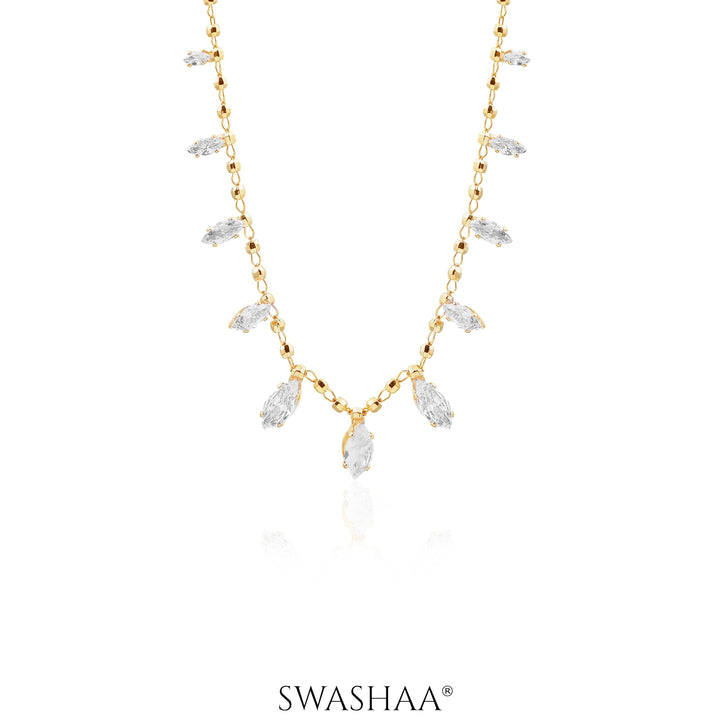 Lunara Marquise Drizzle Drop Charm 18K Gold Plated Choker