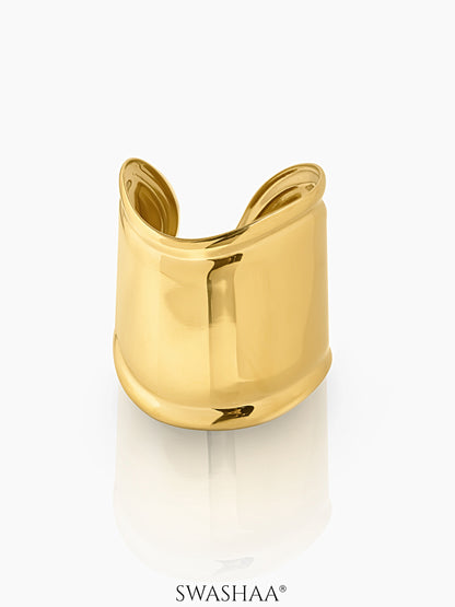 Lunava Bold Curve 18K Gold Plated Cuff Bracelet