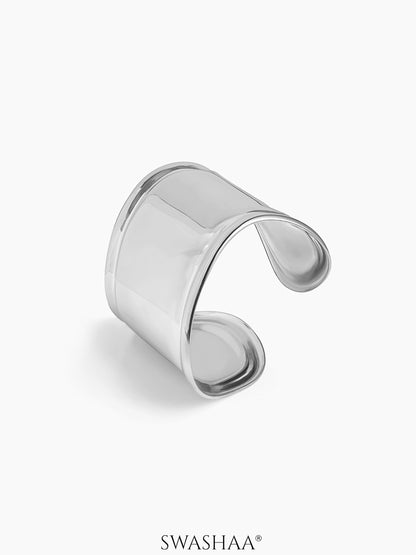 Lunava Bold Curve Silver Cuff Bracelet