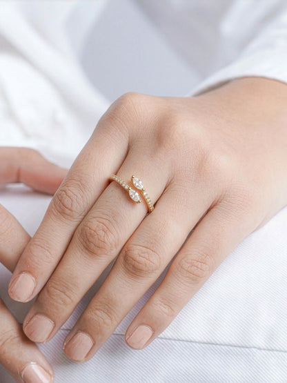 Lunessa Marquise Diamond 18K Gold Plated Women's Ring - Swashaa