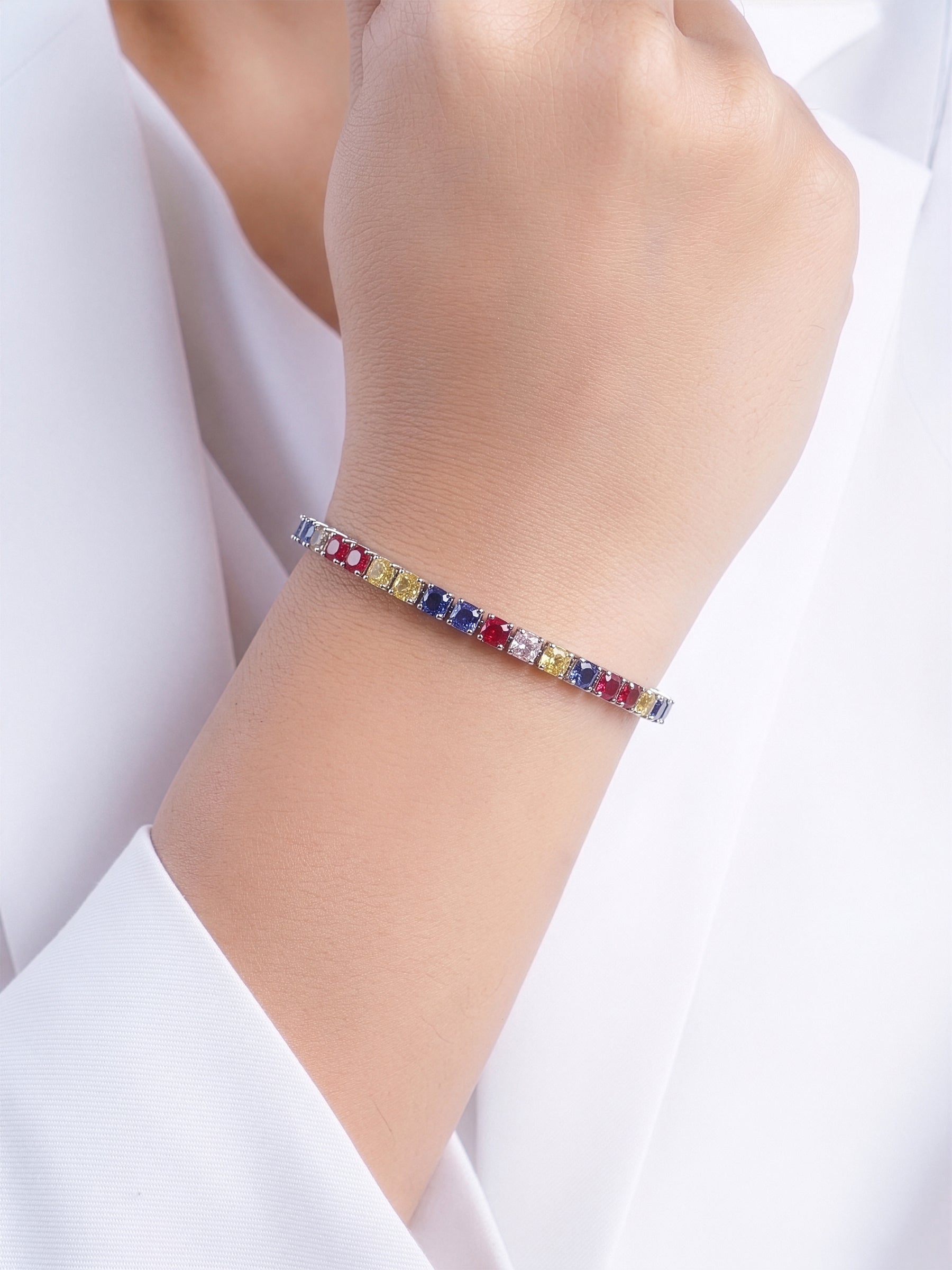 Lunira Multi Silver Diamond Women's Tennis Loose Bracelet