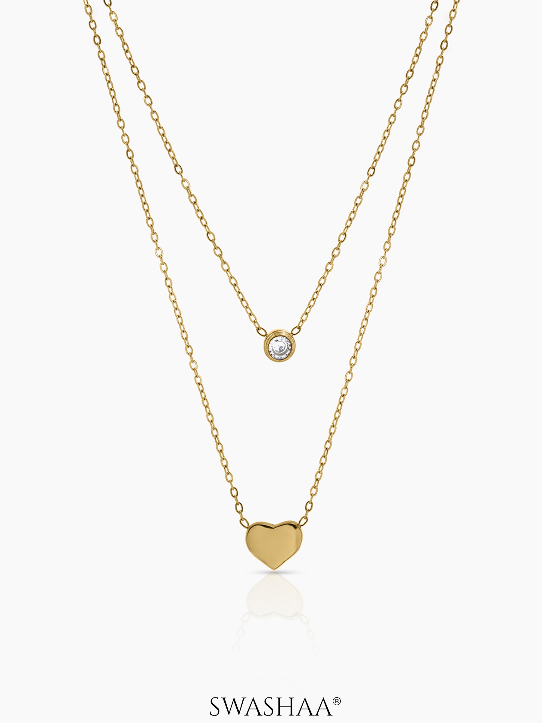 Lureva Diamond Heart Layered Necklace - Swashaa