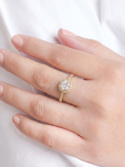 Lureza Solitaire Halo 18K Gold Plated Women's Ring - Swashaa