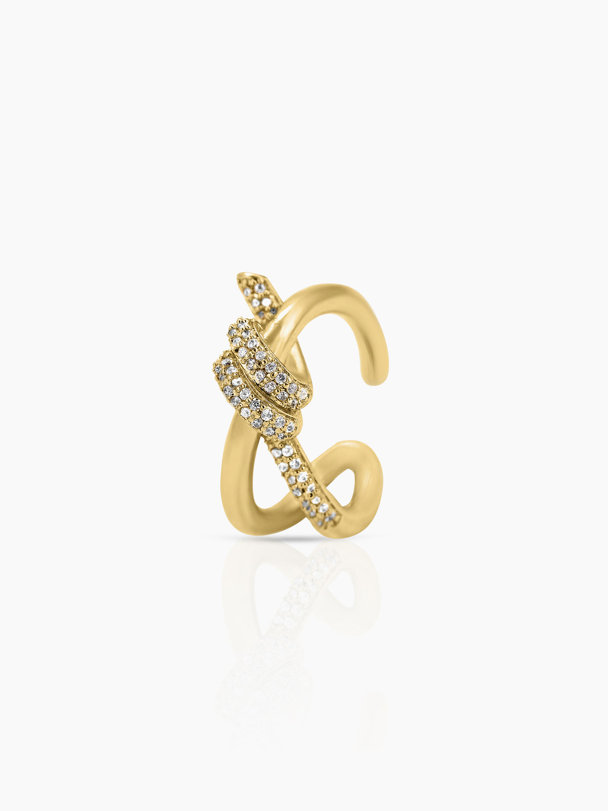 Mae Elegant Twisted Shimmering Crystals 14K Gold Plated Ring