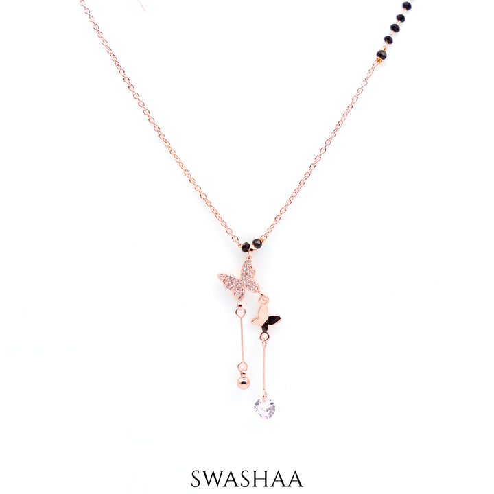 Maithili Butterfly Rosegold Plated Mangalsutra