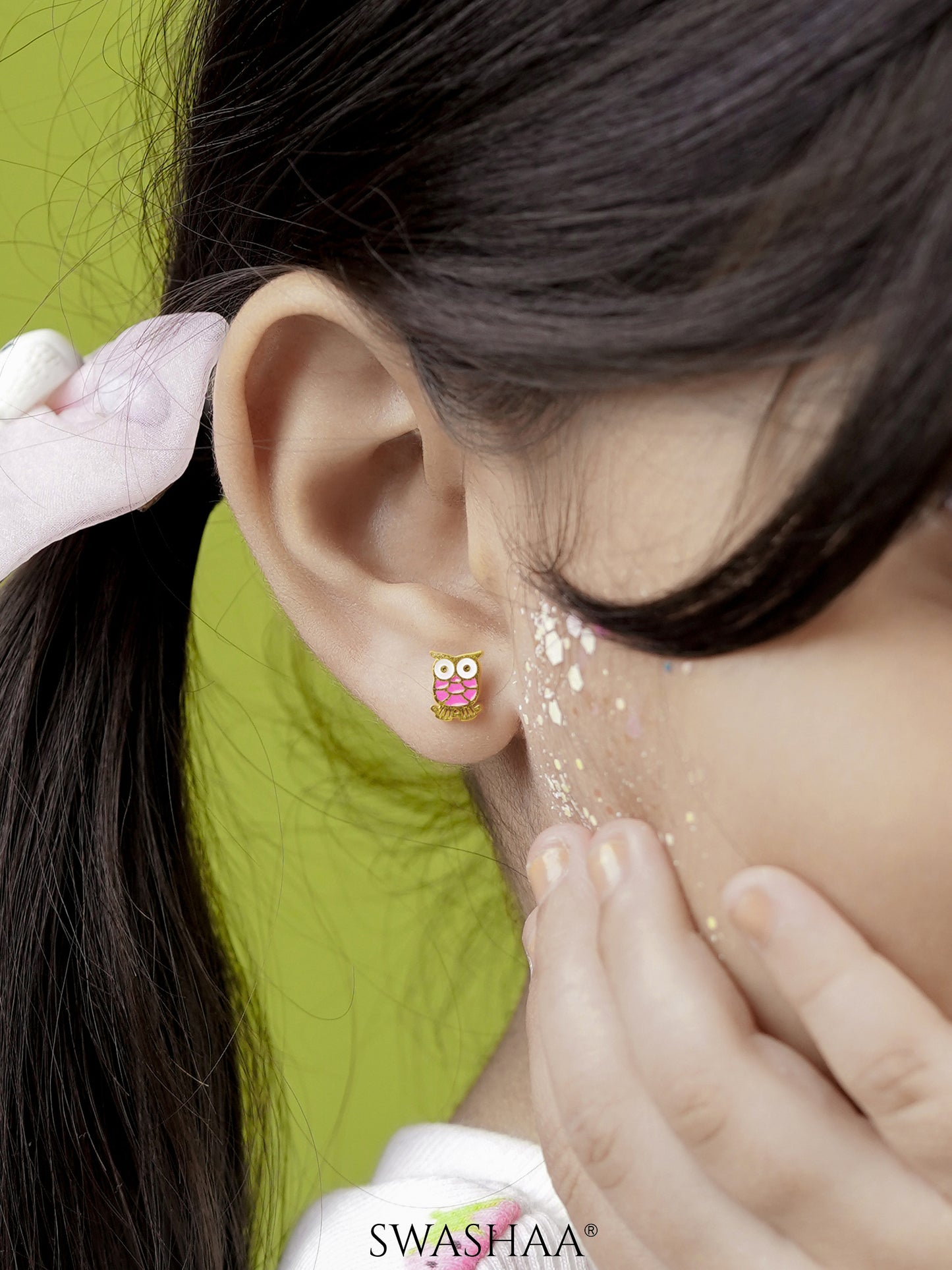 Mac Owl Charm 18K Gold Plated Kid's Stud Earrings