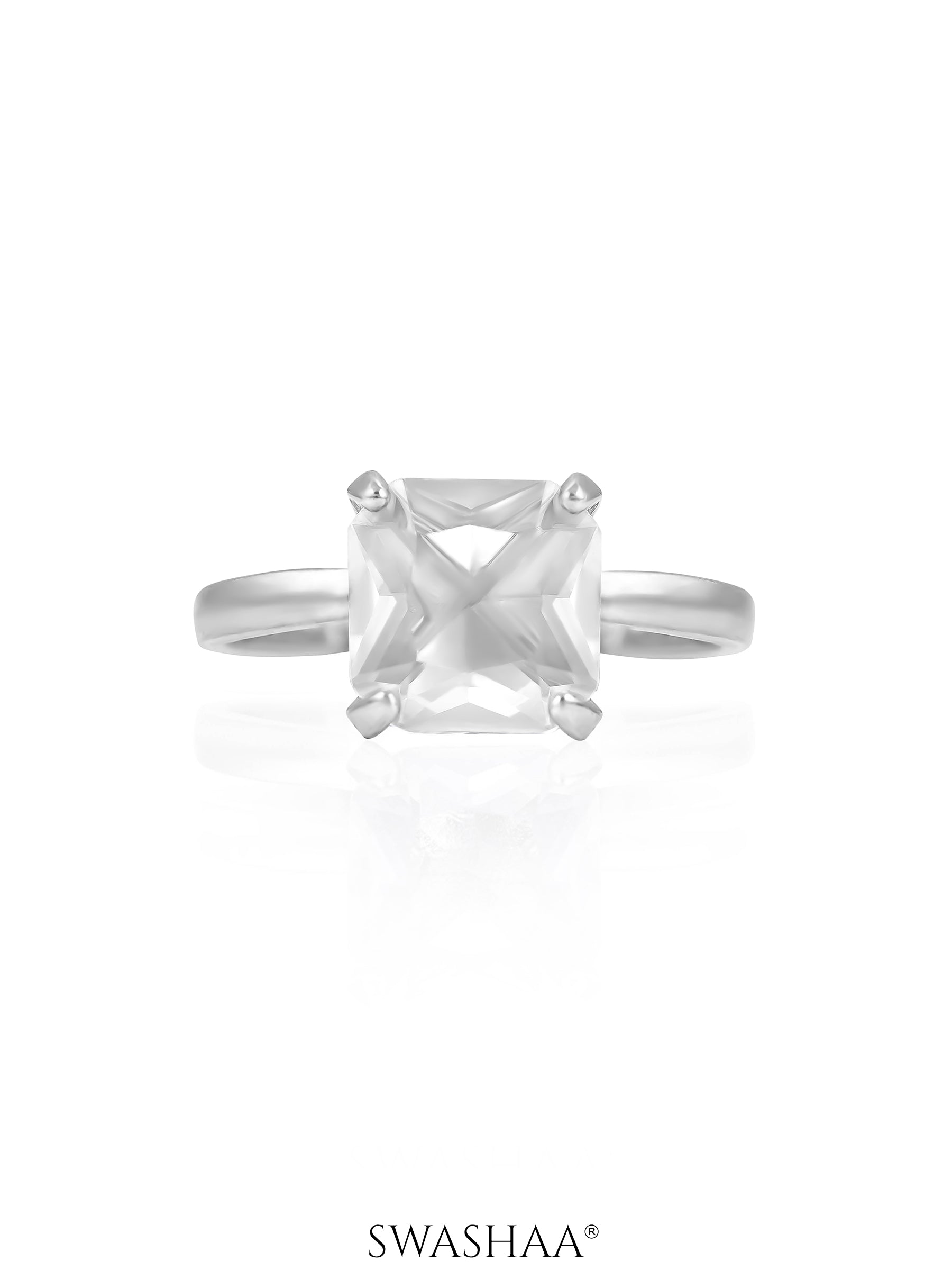 Mack Diamond Solitaire White Silver Ring