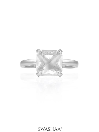 Mack Diamond Solitaire White Silver Ring