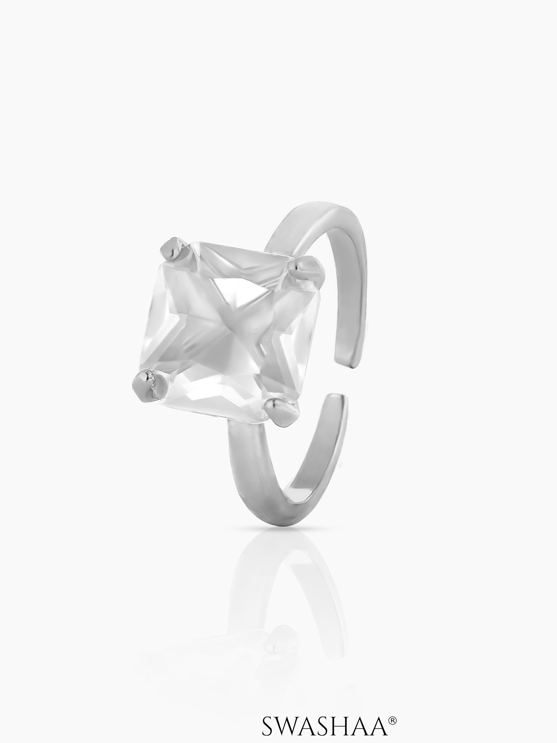 Mack Diamond Solitaire White Silver Ring