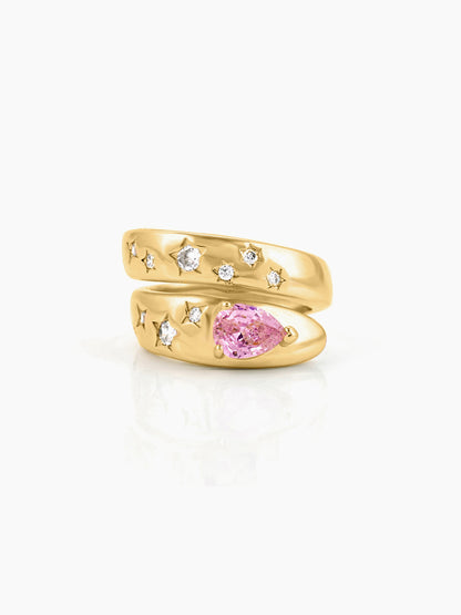Madisson Star Studded Delicate Crystals 18K Gold Plated Ring