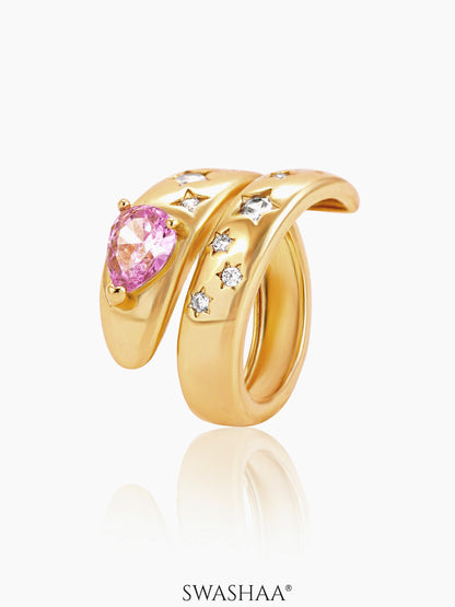 Madisson Star Studded Delicate Crystals 18K Gold Plated Ring