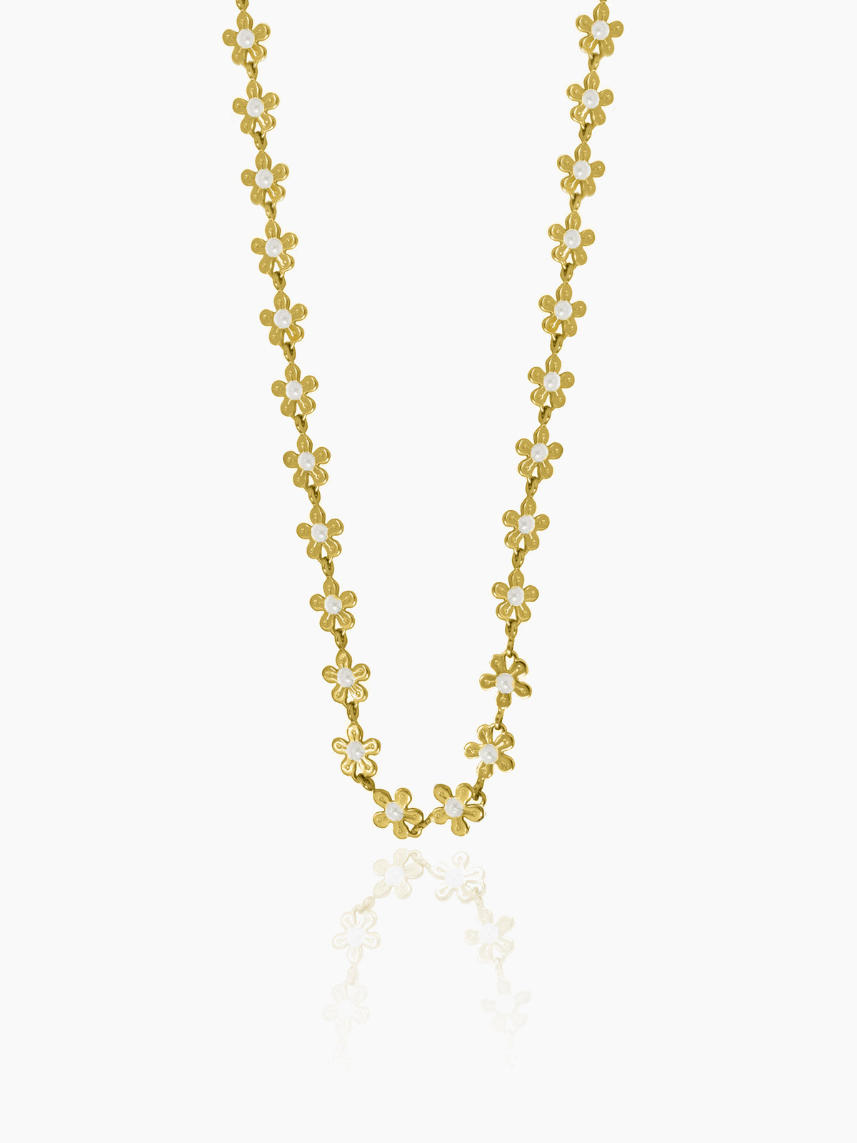 Madona Daisy Flower White 14K Gold Plated Necklace