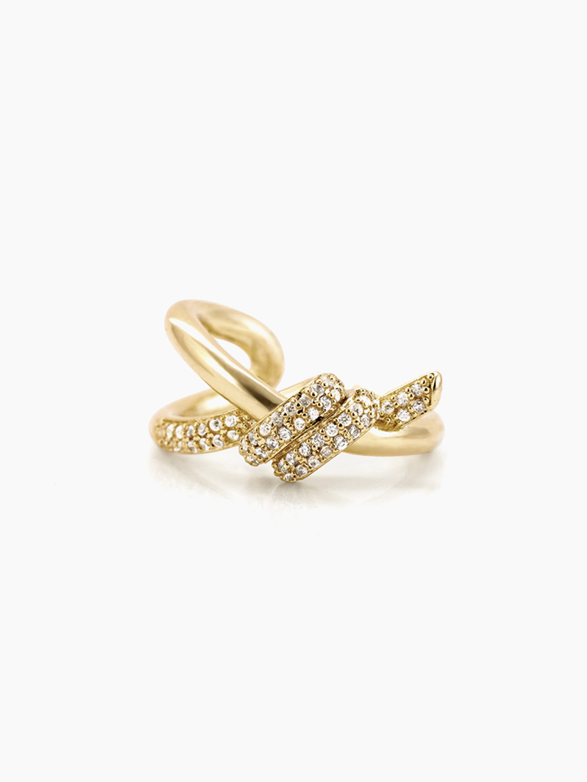 Mae Elegant Twisted Shimmering Crystals 14K Gold Plated Ring
