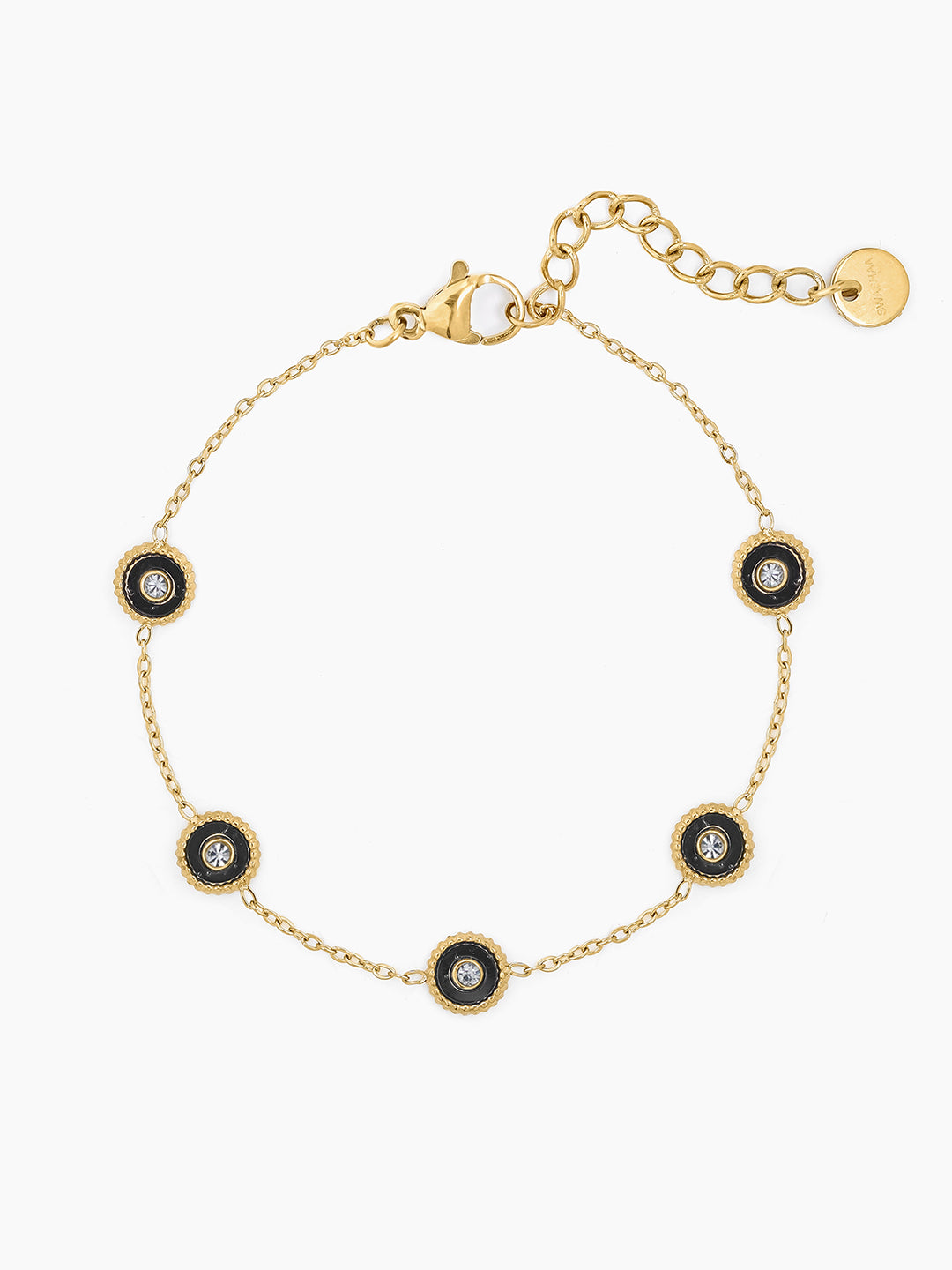 Maelis Black Circles Charms Loose Chain Bracelet