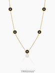 Maelis Black Enamel Charms 18K Gold Plated Necklace