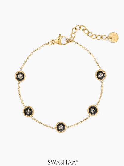 Maelis Black Circles Charms Loose Chain Bracelet