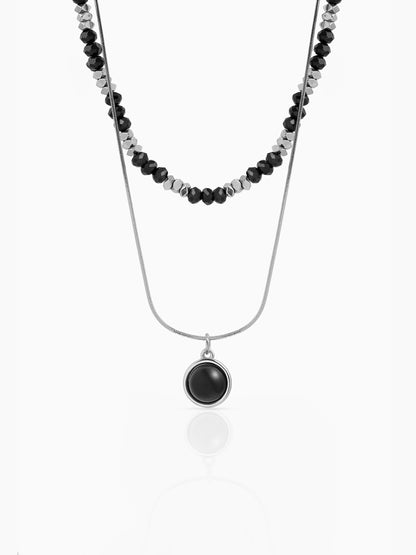 Maelor Beaded Layered Men's Silver Chain Pendant