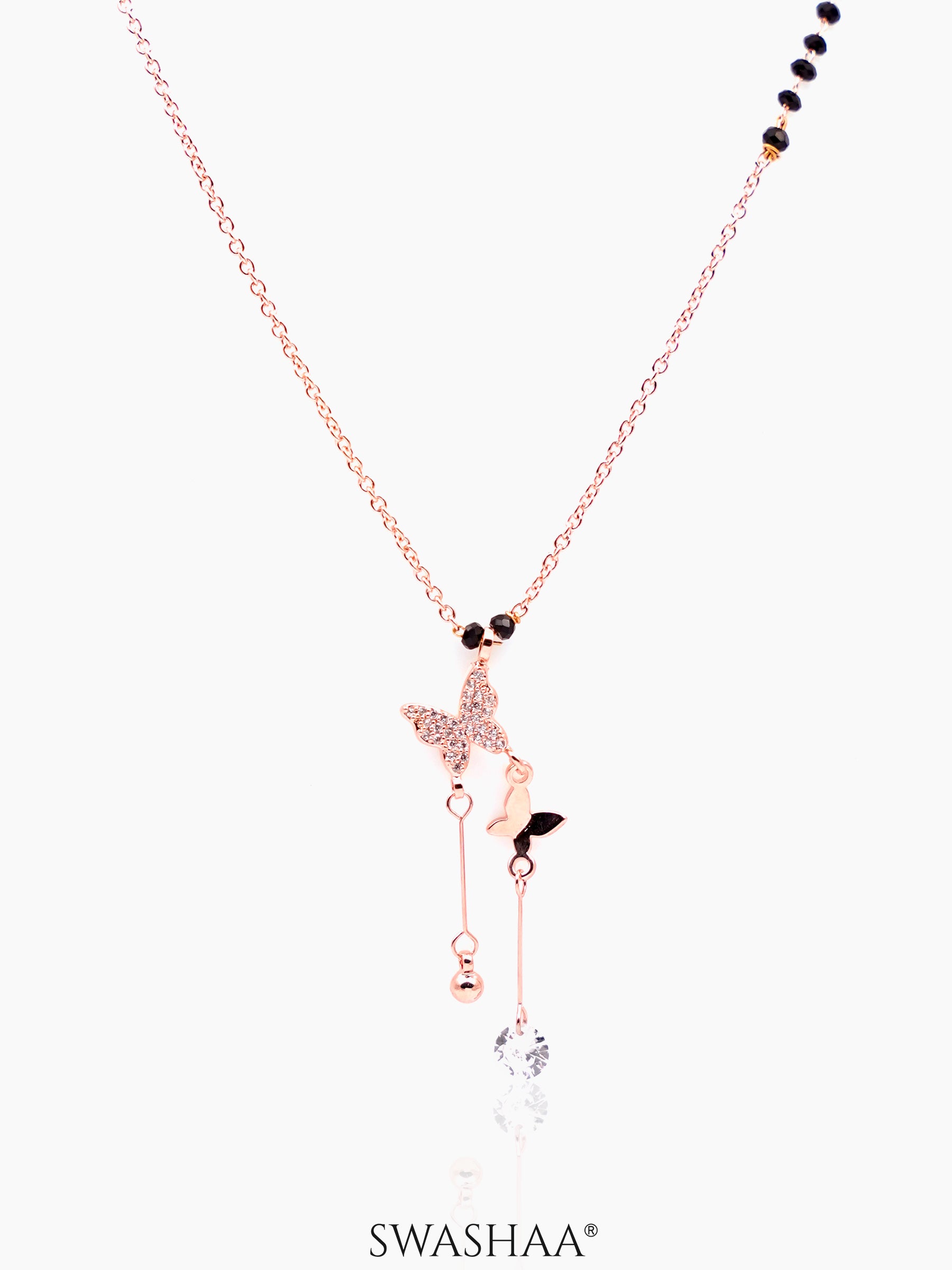 Maithili Butterfly Rosegold Plated Mangalsutra