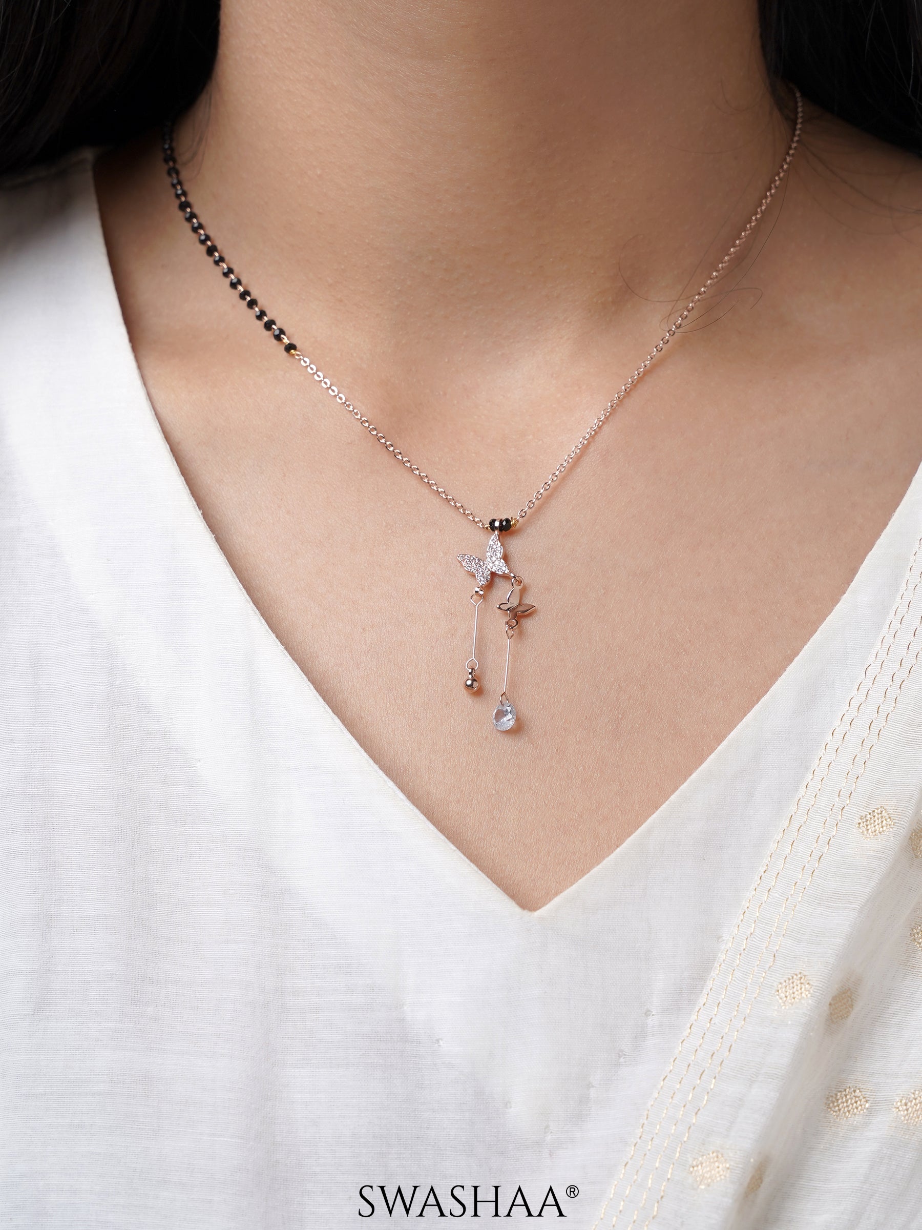 Maithili Butterfly Rosegold Plated Mangalsutra