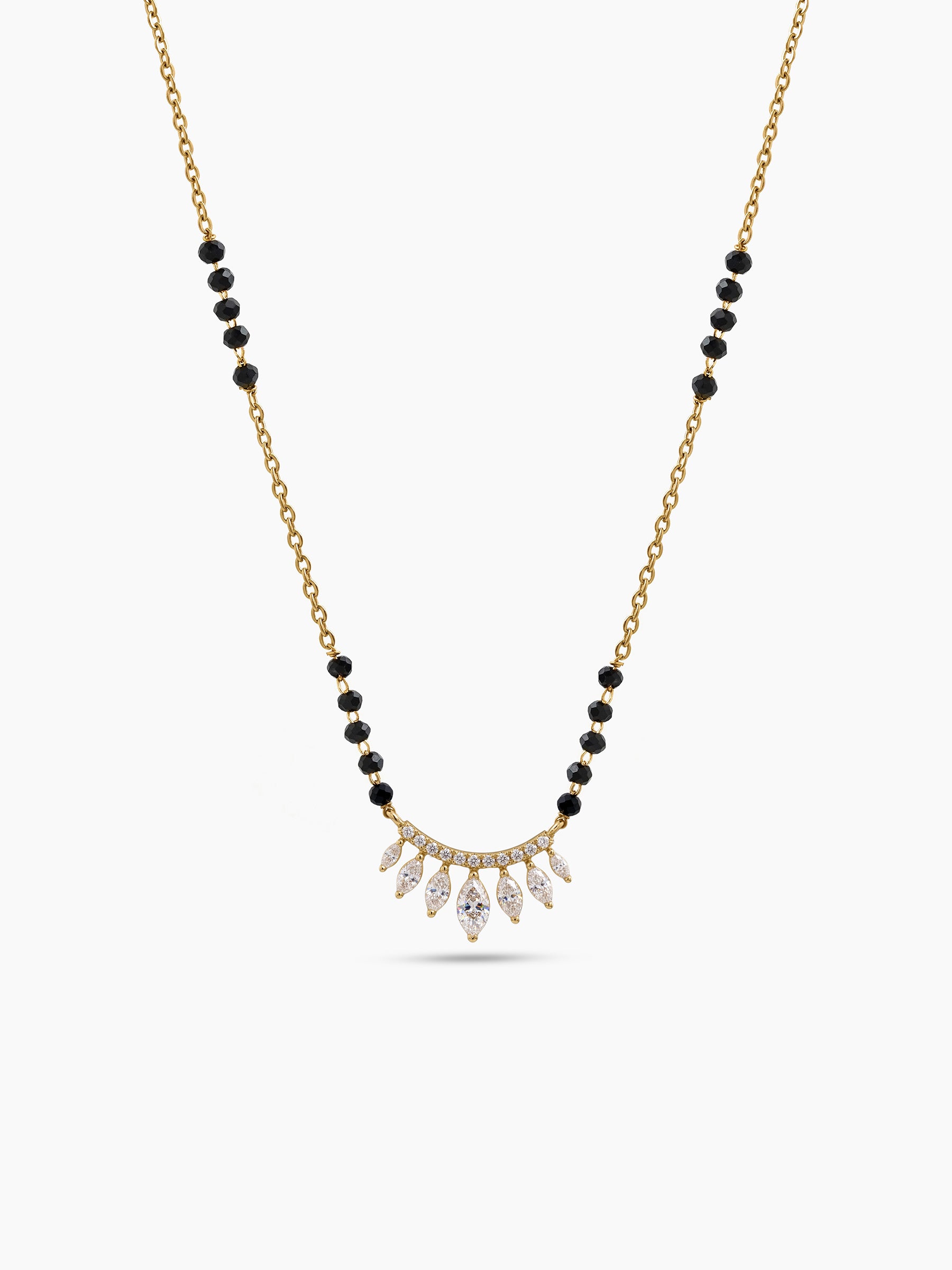 Maitri Marquise Diamond 18K Gold Plated  Women's Chain Pendant Mangalsutra Necklace