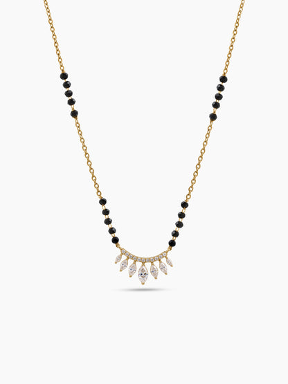 Maitri Marquise Diamond 18K Gold Plated  Women's Chain Pendant Mangalsutra Necklace