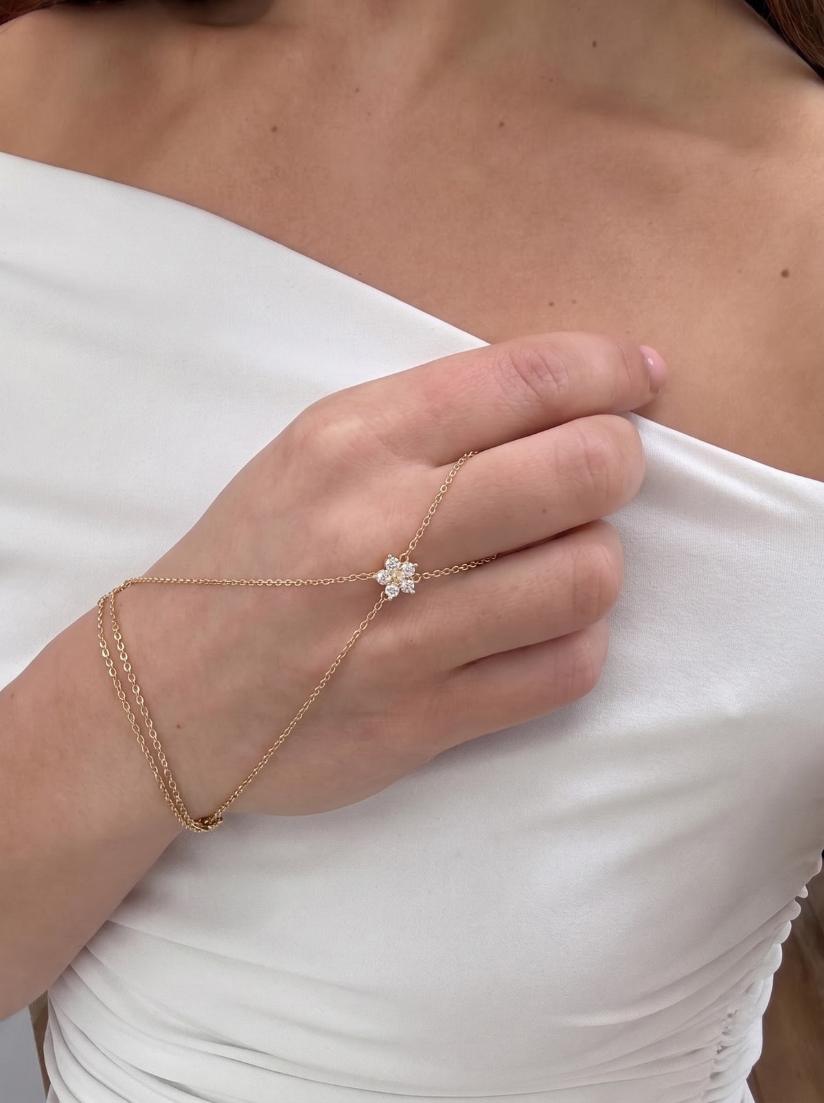 Maizie Diamond Floral 18K Gold Plated Women's Ring Bracelet