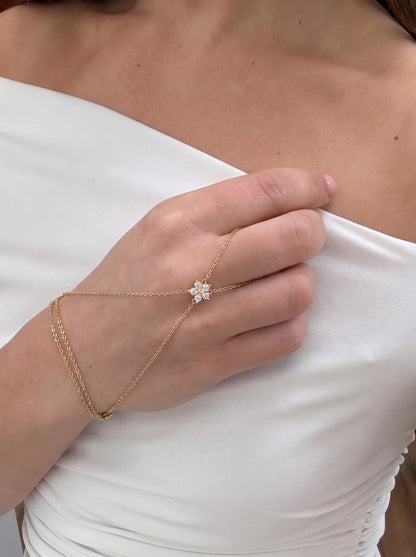 Maizie Diamond Floral 18K Gold Plated Women's Ring Bracelet