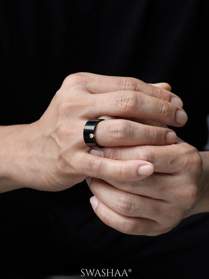 Malcolm Black Silhouette Diamond Band Men's Ring