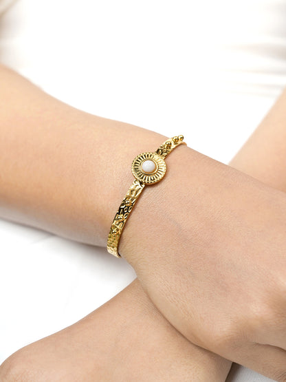 Manaha White Pearl 18K Gold Plated Cuff Bracelet