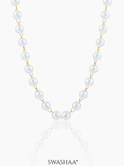 Manarch White Pearls 18K Gold Plated Men's Necklace Chain