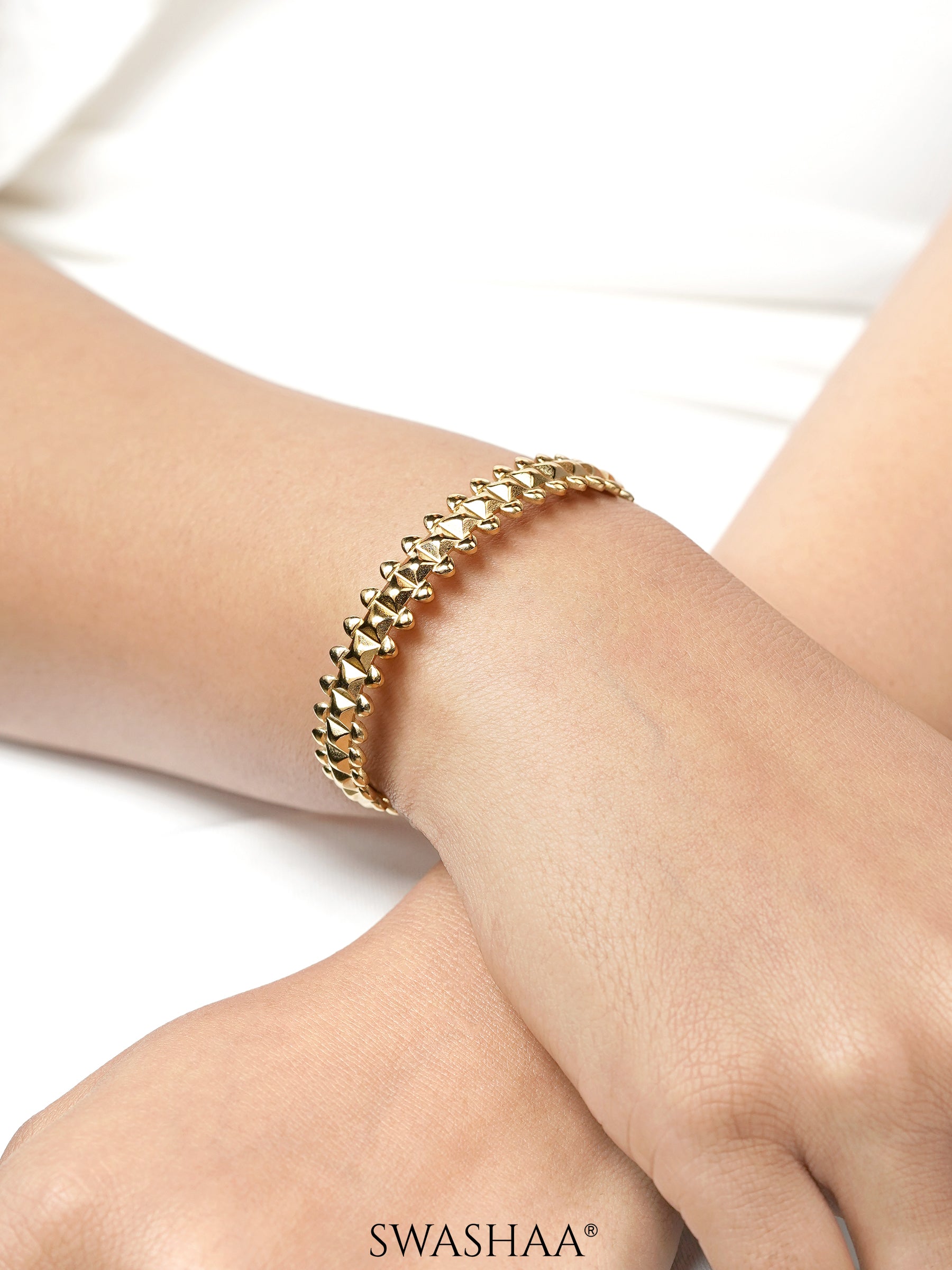 Manya Textured 18K Gold Plated Cuff Bracelet