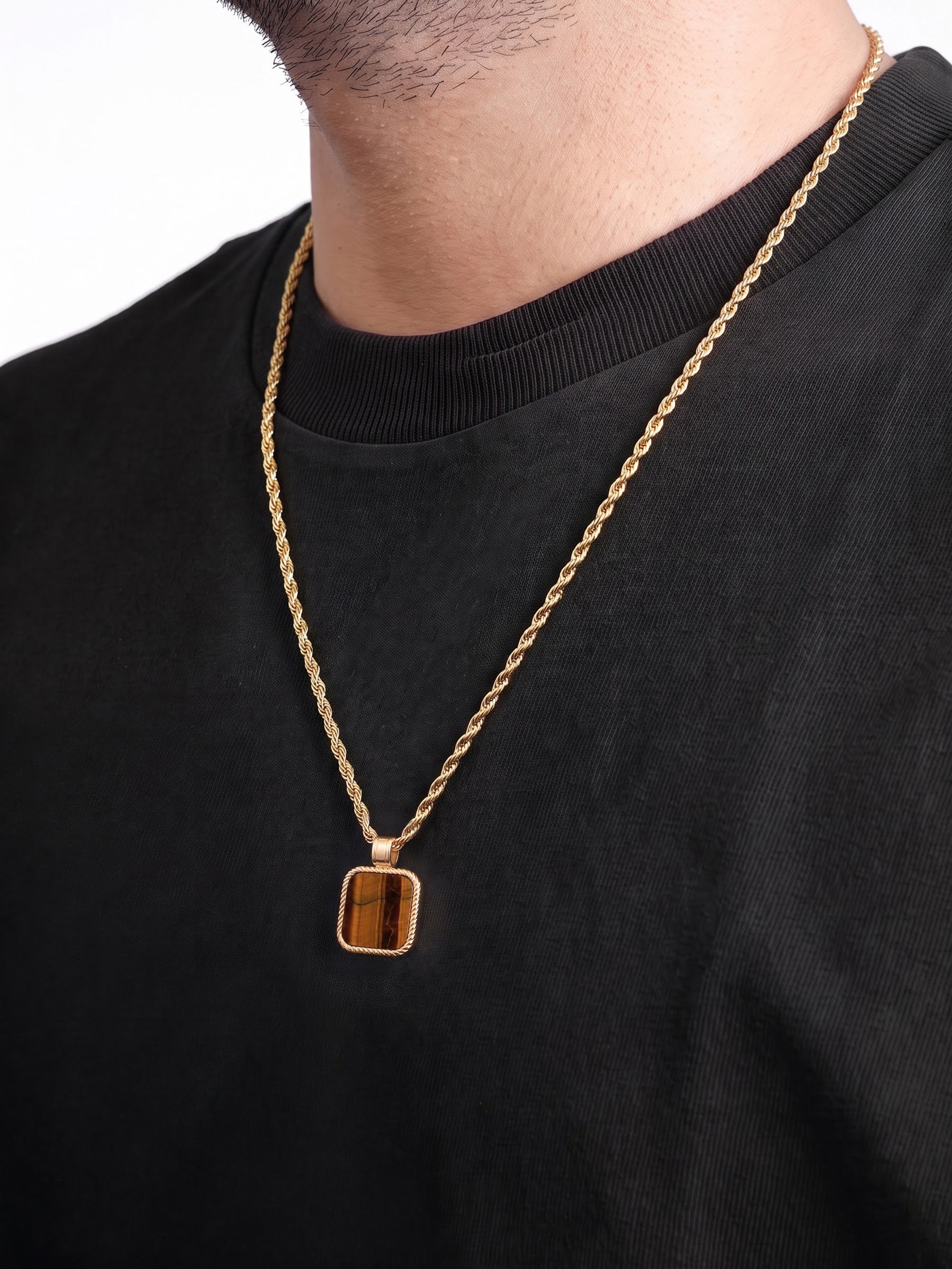 Marcus Square Frame 18K Gold Plated Men's Chain Pendant