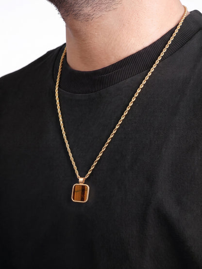 Marcus Square Frame 18K Gold Plated Men's Chain Pendant