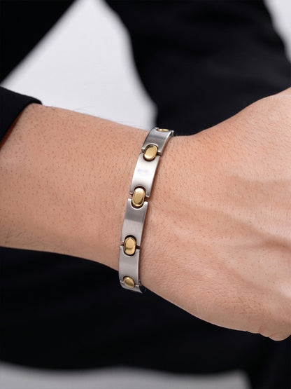 Marek Link Silver - 18K Gold Plated Men's Bracelet - Swashaa