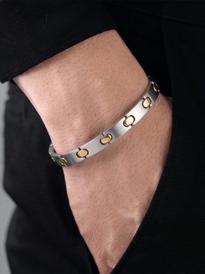 Marek Link Silver - 18K Gold Plated Men's Bracelet - Swashaa