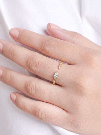 Marena Pear Diamond 18K Gold Plated Women's Ring - Swashaa