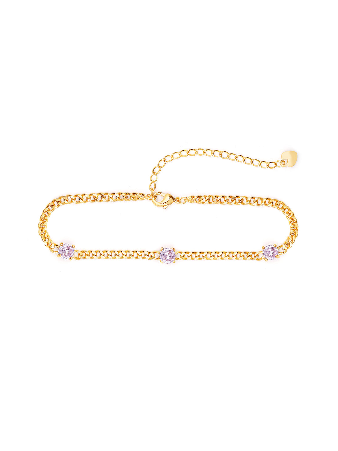 Margaret Pink Stone 18K Gold Plated Loose Chain Bracelet