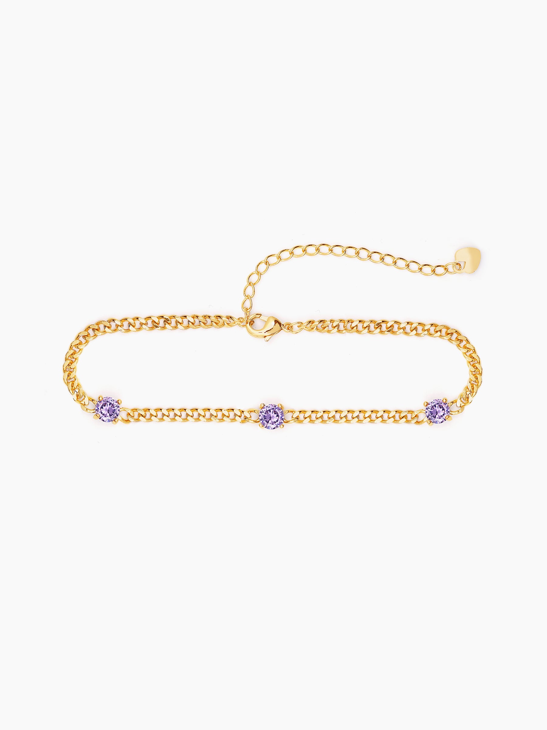 Margaret Purple Stone 18K Gold Plated Loose Chain Bracelet