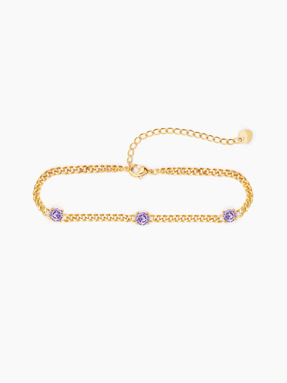 Margaret Purple Stone 18K Gold Plated Loose Chain Bracelet