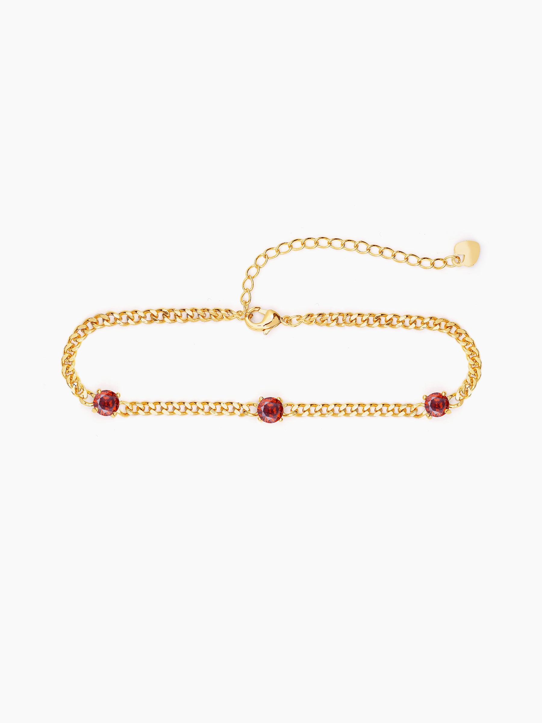 Margaret Red Stone 18K Gold Plated Loose Chain Bracelet