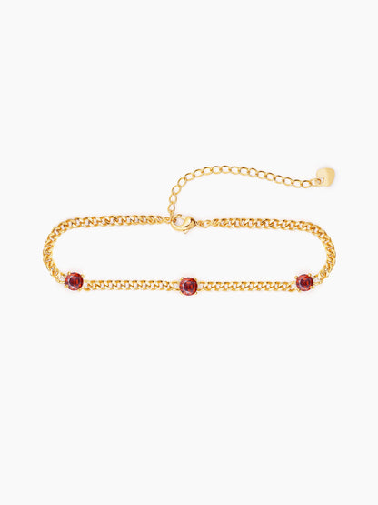 Margaret Red Stone 18K Gold Plated Loose Chain Bracelet